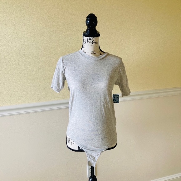 NWT FREE PEOPLE GREY BODY SUIT TOP - Picture 1 of 6